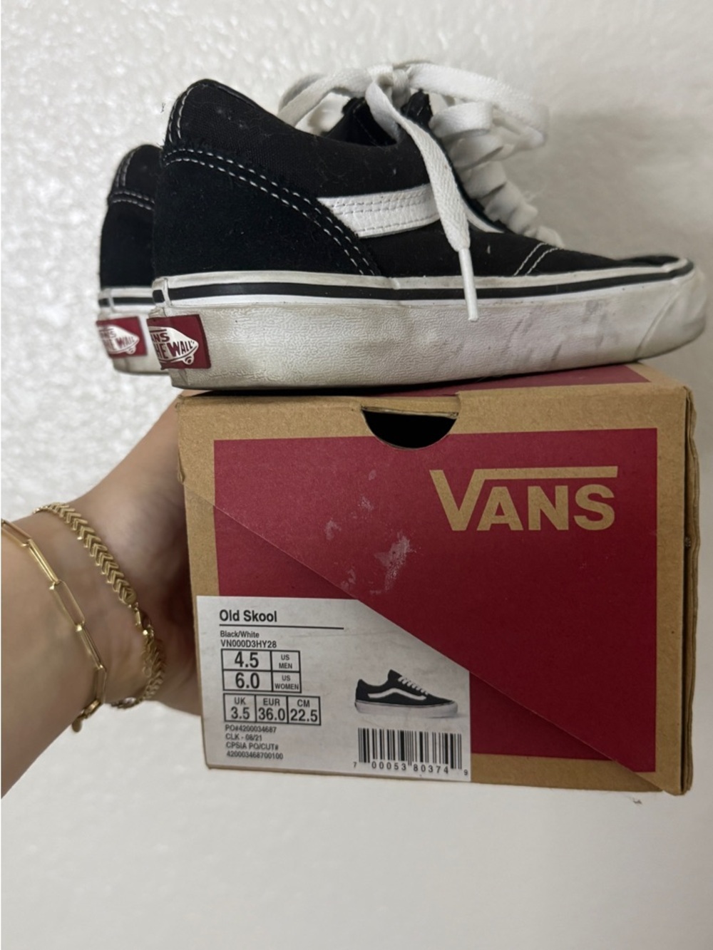 Vans Old Skool Black and White Low-Top Skate Sneakers - Picture 5 of 5
